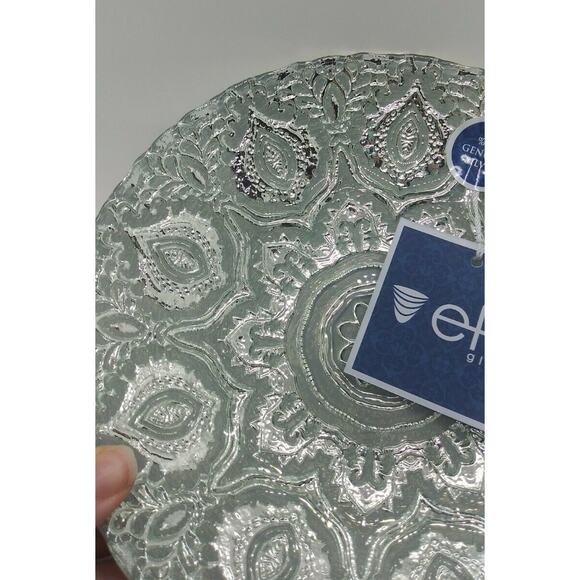 EFE Glass Turkish Handmade Decorative 100% Genuine Silver Bowl 8.50”w X 1.75”h - Picture 4 of 5